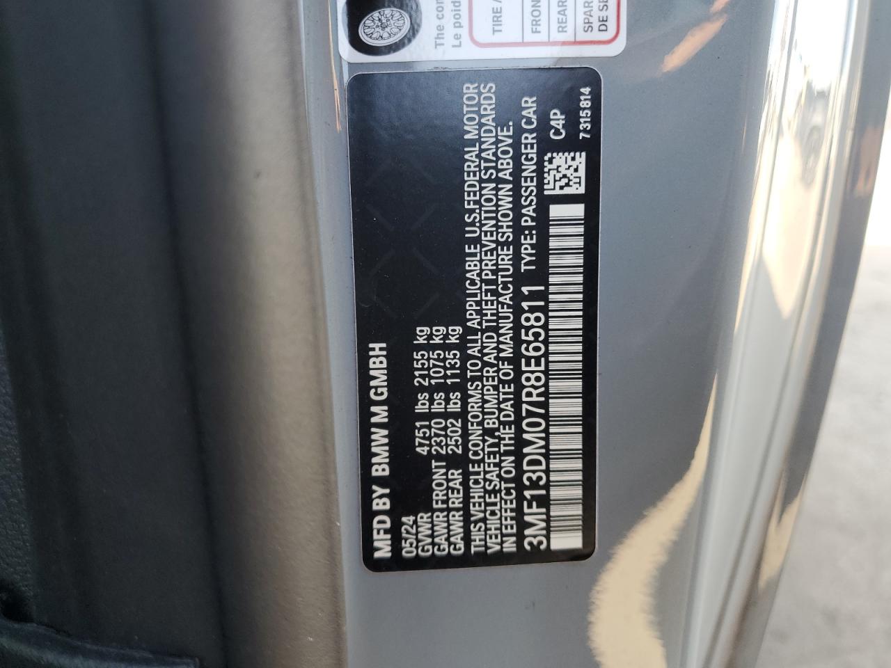 2024 BMW M2 VIN:3MF13DM07R8E65811