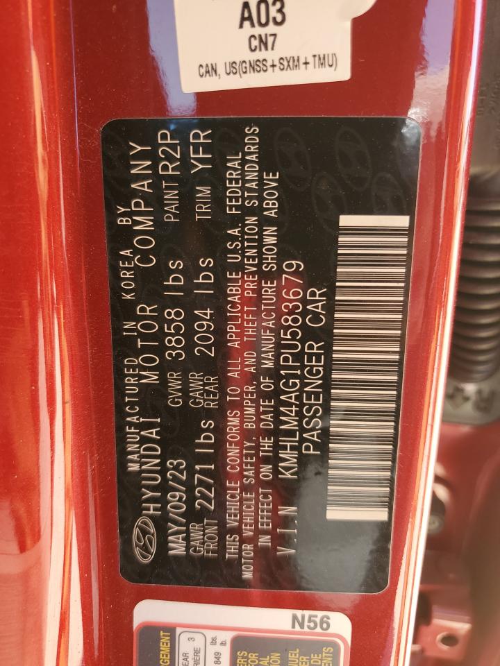 2023 HYUNDAI ELANTRA SEL VIN:KMHLM4AG1PU583679