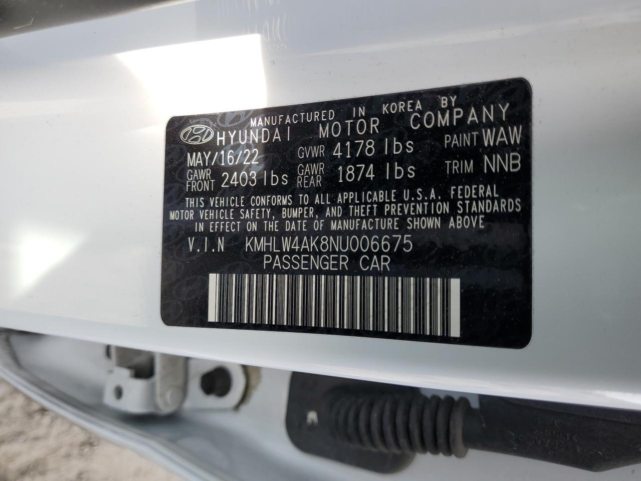 2022 HYUNDAI ELANTRA N VIN:KMHLW4AK8NU006675