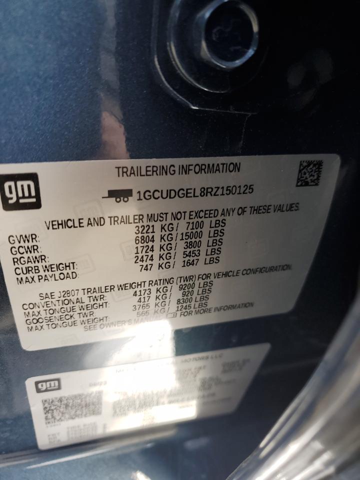 2024 CHEVROLET SILVERADO K1500 LTZ VIN:1GCUDGEL8RZ150125