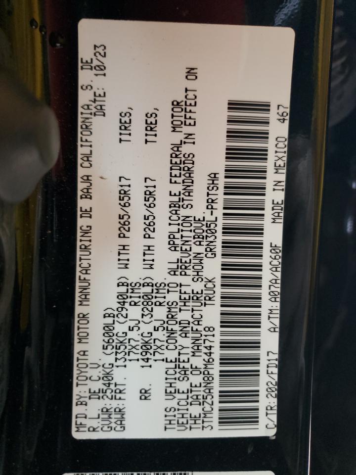 2023 TOYOTA TACOMA DOUBLE CAB VIN:3TMCZ5AN8PM644718