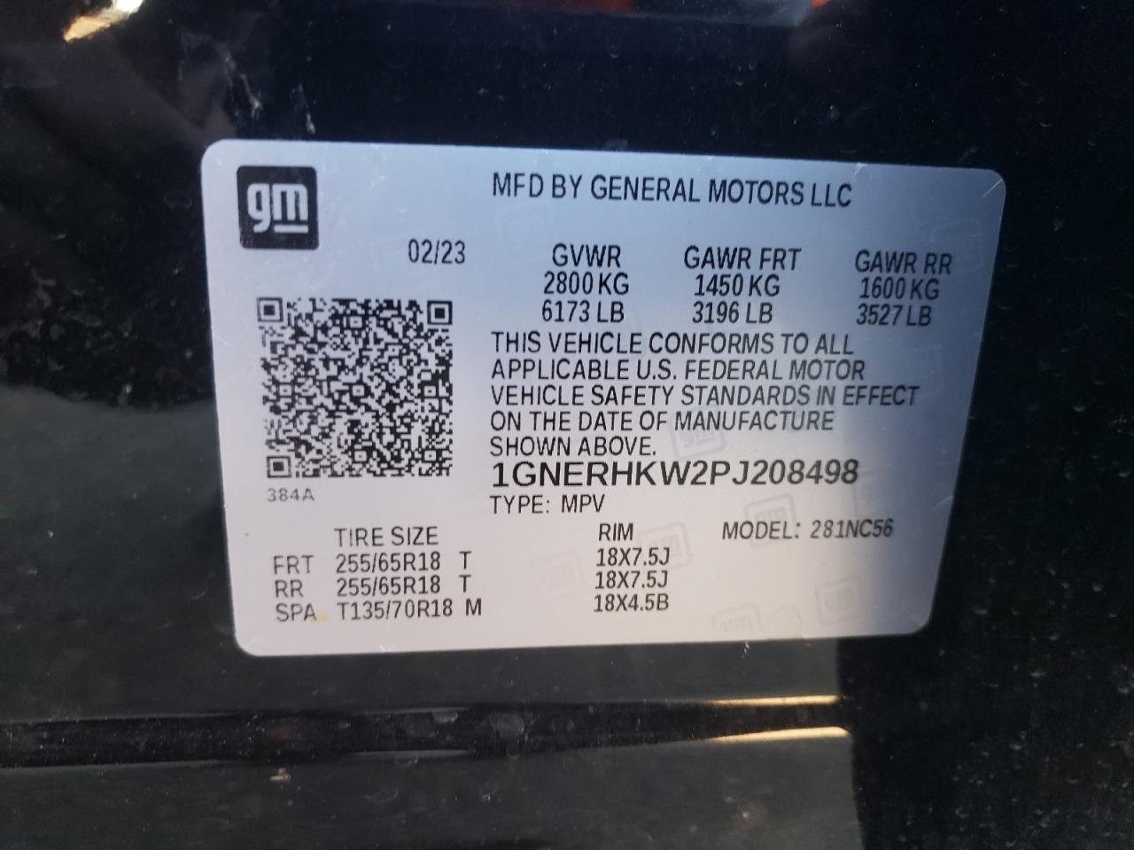 2023 CHEVROLET TRAVERSE LT VIN:1GNERHKW2PJ208498