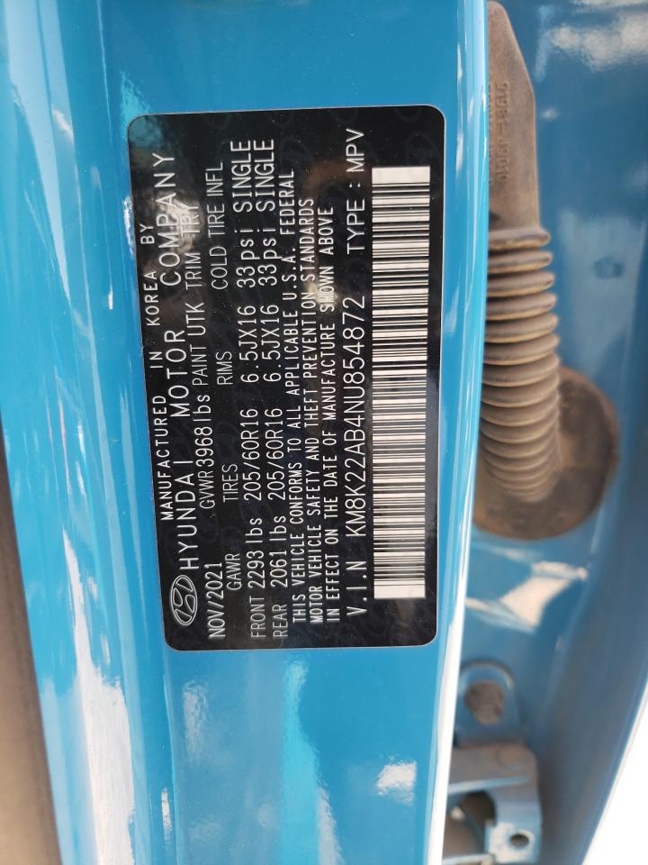 2022 HYUNDAI KONA SEL VIN:KM8K22AB4NU854872