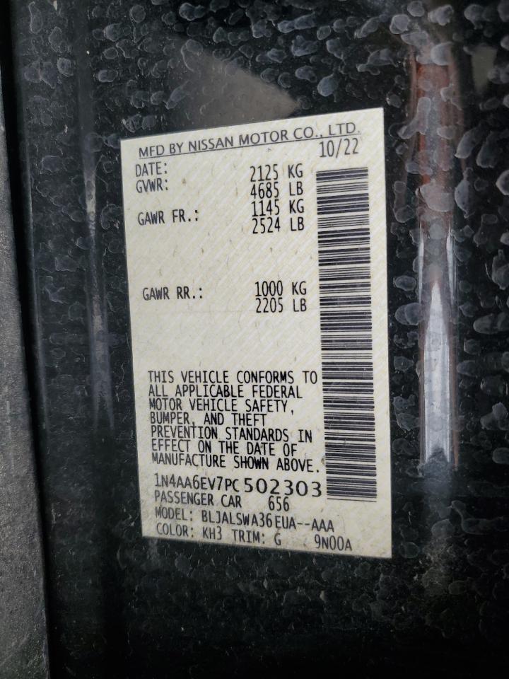 2023 NISSAN MAXIMA SR VIN:1N4AA6EV7PC502303