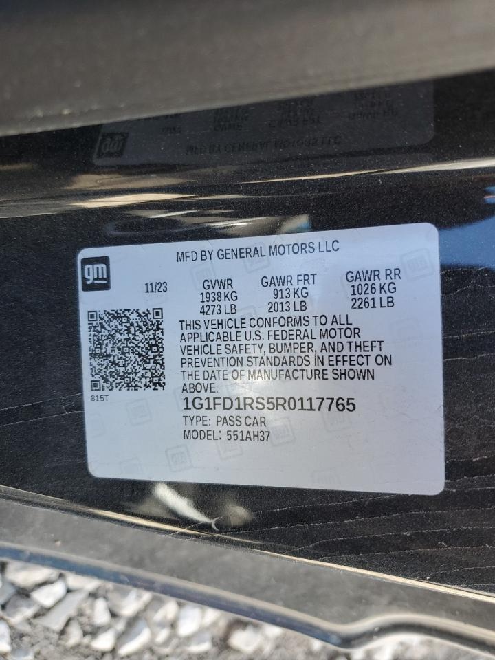 2024 CHEVROLET CAMARO LT VIN:1G1FD1RS5R0117765