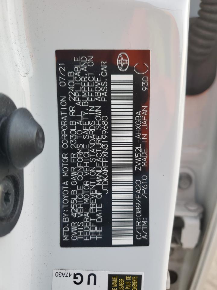 2022 TOYOTA PRIUS PRIME LE VIN:JTDKAMFPXN3199680