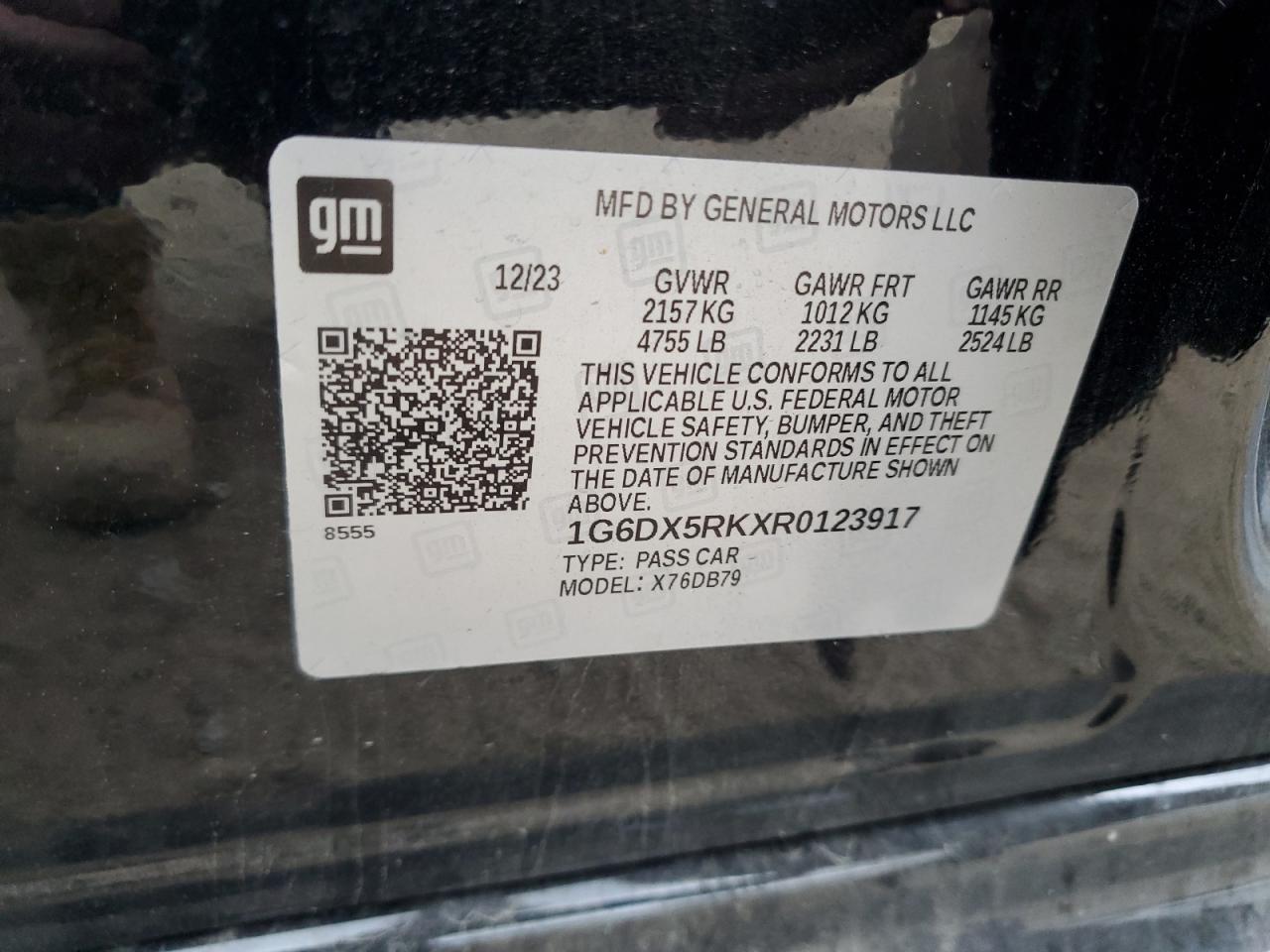 2024 CADILLAC CT5 LUXURY VIN:1G6DX5RKXR0123917