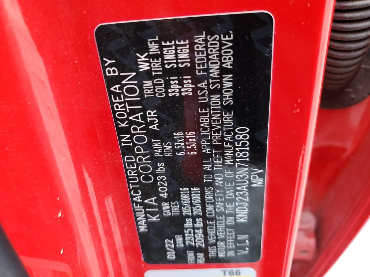 2022 KIA SOUL LX VIN:KNDJ23AU3N7181580