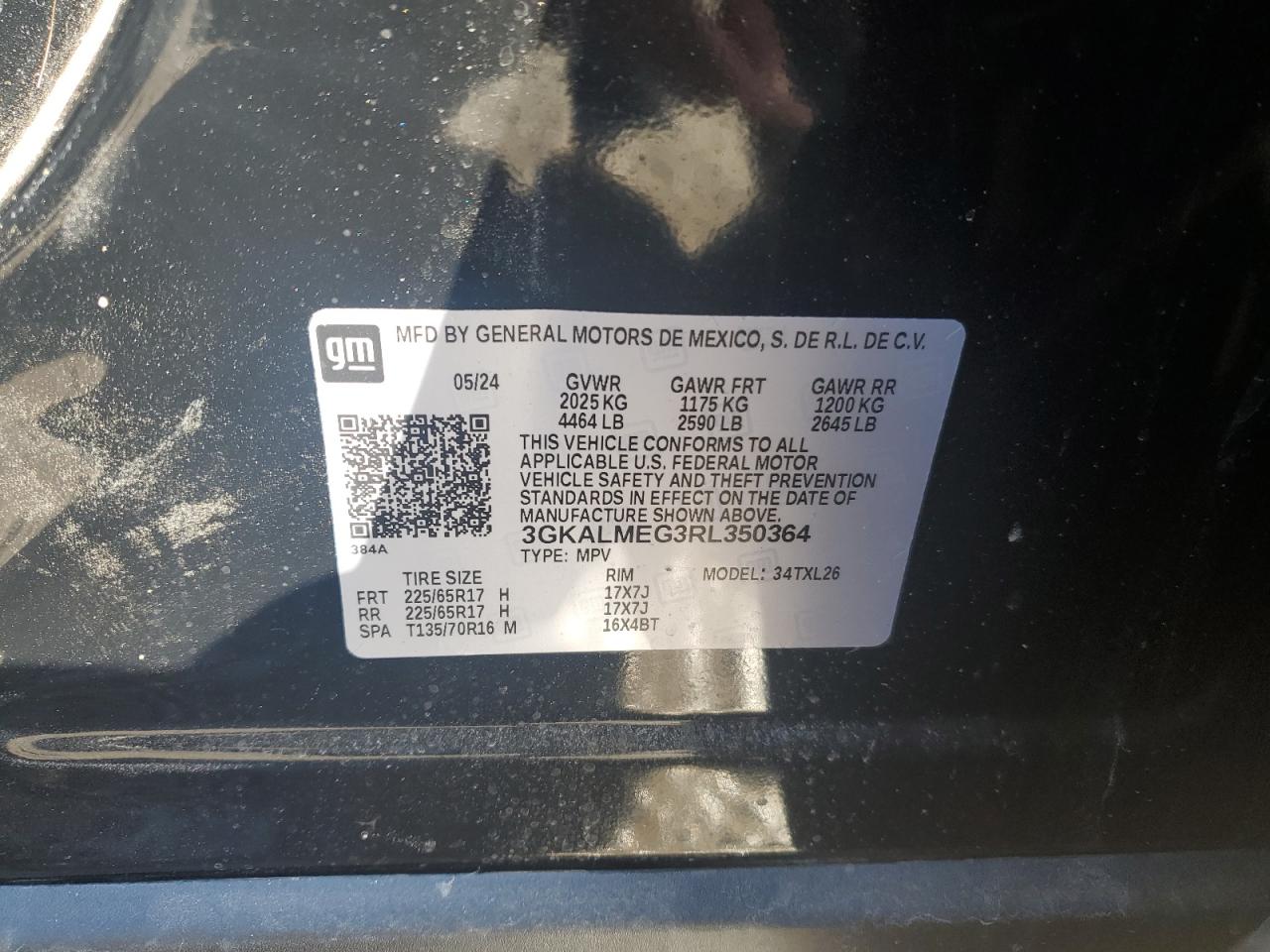 2024 GMC TERRAIN SLE VIN:3GKALMEG3RL350364