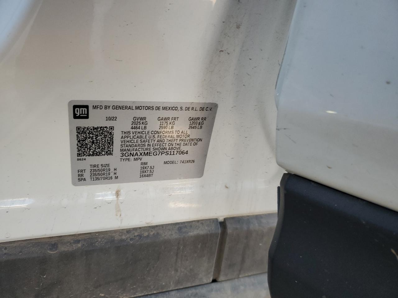 2023 CHEVROLET EQUINOX RS VIN:3GNAXMEG7PS117064