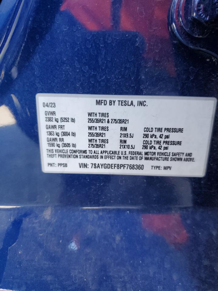 2023 TESLA MODEL Y VIN:7SAYGDEF8PF768360