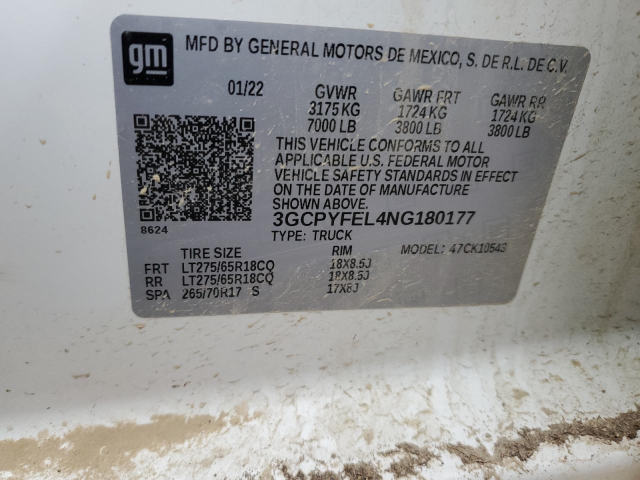 2022 CHEVROLET SILVERADO LTD K1500 LT TRAIL BOSS VIN:3GCPYFEL4NG180177