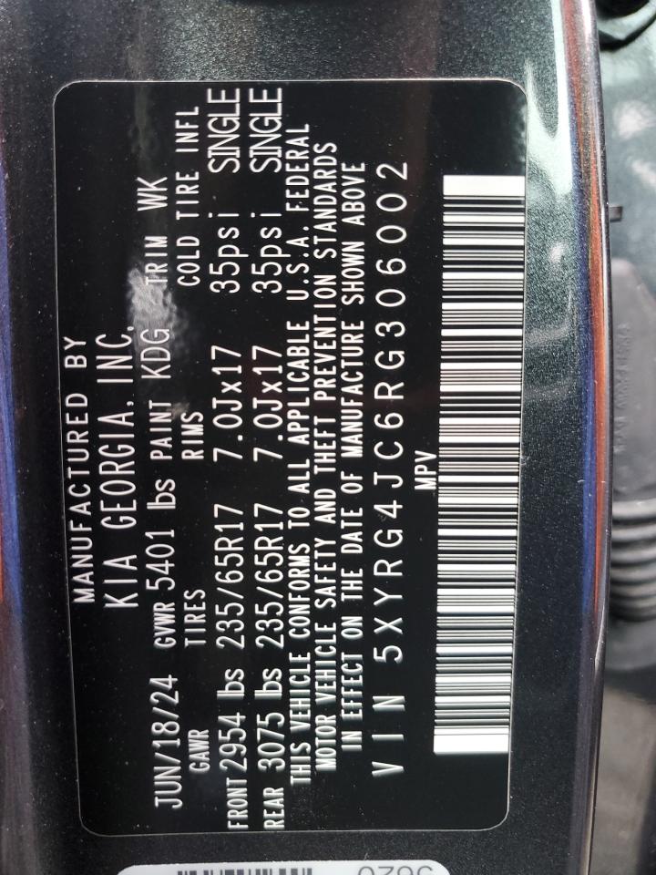 2024 KIA SORENTO LX VIN:5XYRG4JC6RG306002