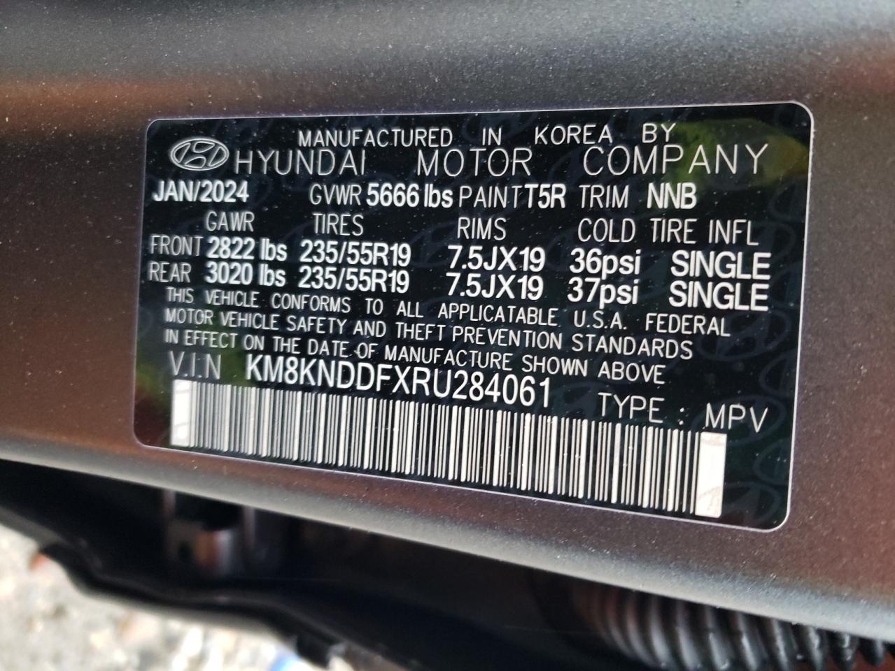 2024 HYUNDAI IONIQ 5 SEL VIN:KM8KNDDFXRU284061