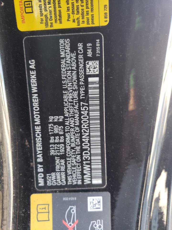 2022 MINI COOPER SE VIN:WMW13DJ04N2R00457