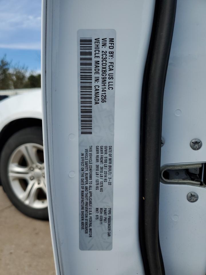 2022 DODGE CHARGER SXT VIN:2C3CDXBG9NH141256