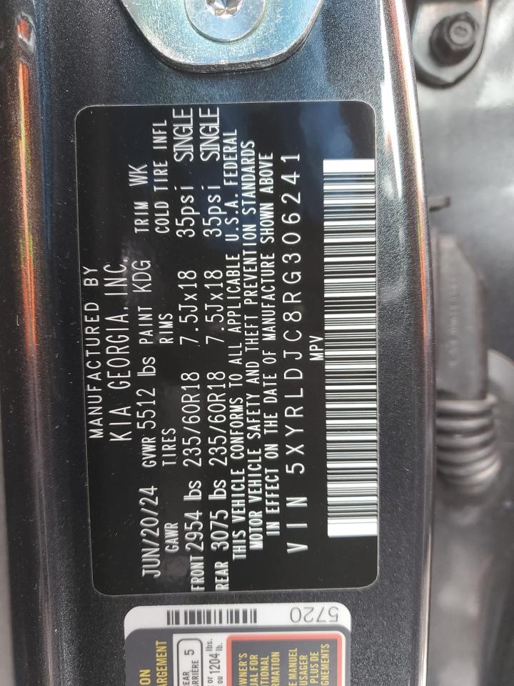 2024 KIA SORENTO S VIN:5XYRLDJC8RG306241