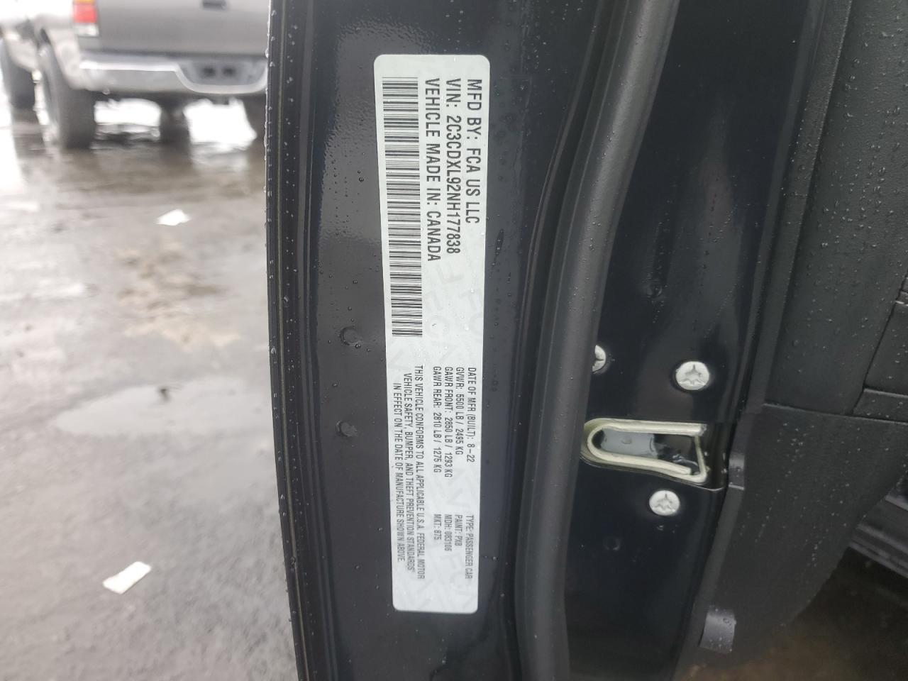 2022 DODGE CHARGER SRT HELLCAT VIN:2C3CDXL92NH177838