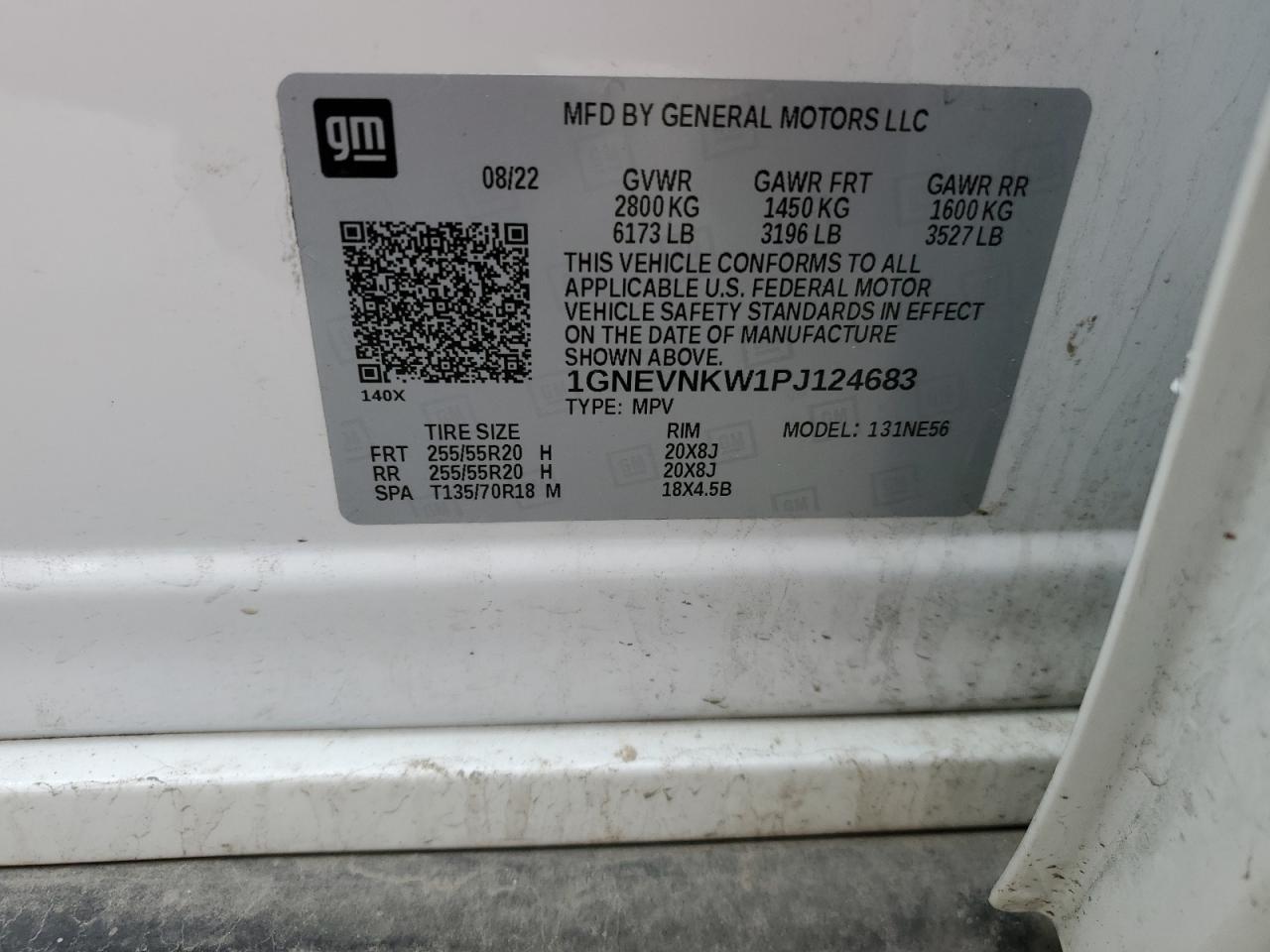 2023 CHEVROLET TRAVERSE HIGH COUNTRY VIN:1GNEVNKW1PJ124683