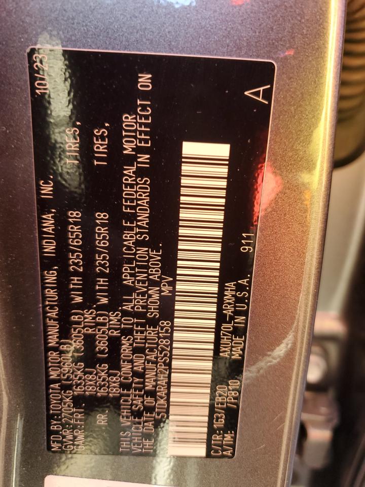 2023 TOYOTA HIGHLANDER HYBRID XLE VIN:5TDKARAH2PS528158