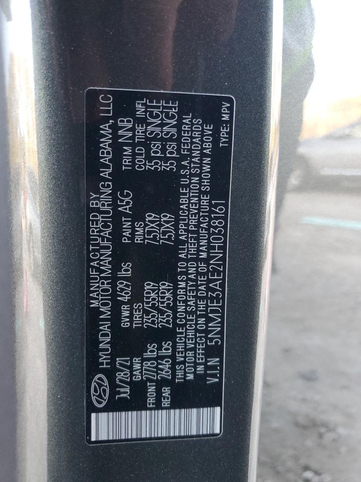 2022 HYUNDAI TUCSON LIMITED VIN:5NMJE3AE2NH038161