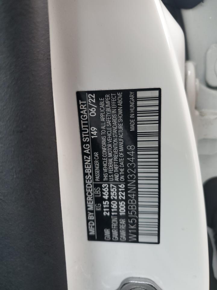 2022 MERCEDES-BENZ CLA AMG 35 4MATIC VIN:W1K5J5BB4NN323448