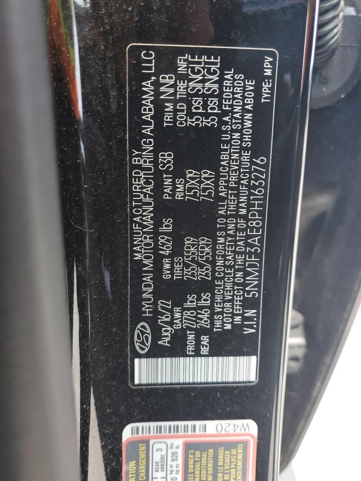 2023 HYUNDAI TUCSON SEL VIN:5NMJF3AE8PH163276
