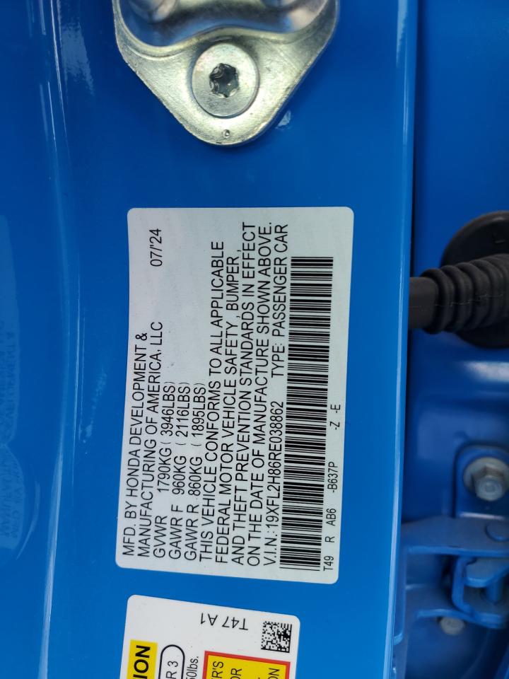2024 HONDA CIVIC SPORT VIN:19XFL2H86RE038862