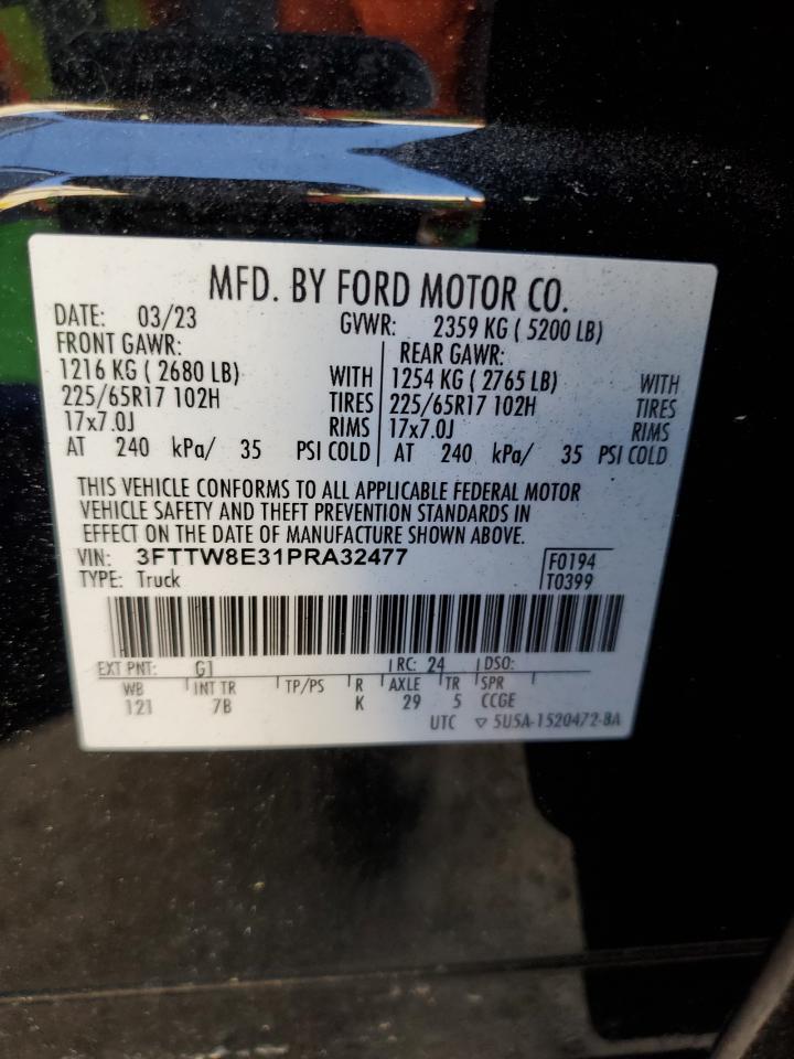 2023 FORD MAVERICK XL VIN:3FTTW8E31PRA32477