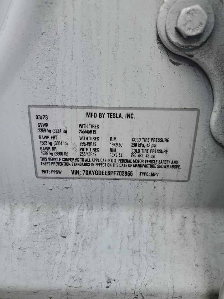 2023 TESLA MODEL Y VIN:7SAYGDEE6PF702865