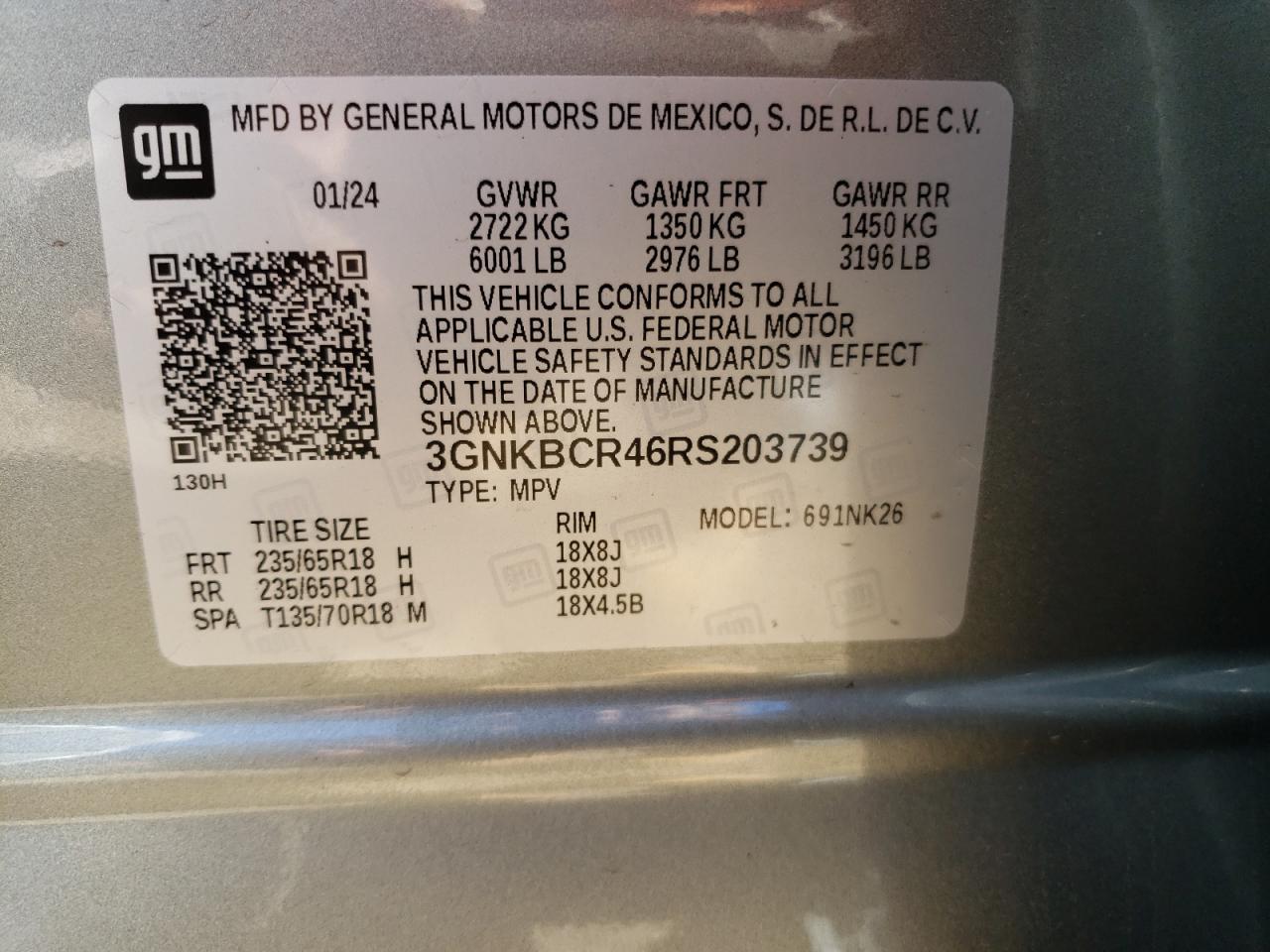 2024 CHEVROLET BLAZER 2LT VIN:3GNKBCR46RS203739