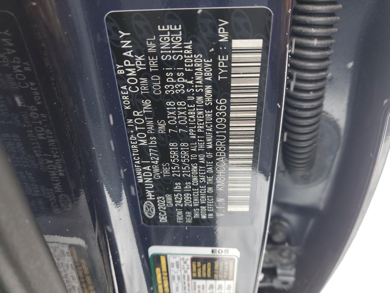 2024 HYUNDAI KONA SEL VIN:1N4AL3AP0FN339562