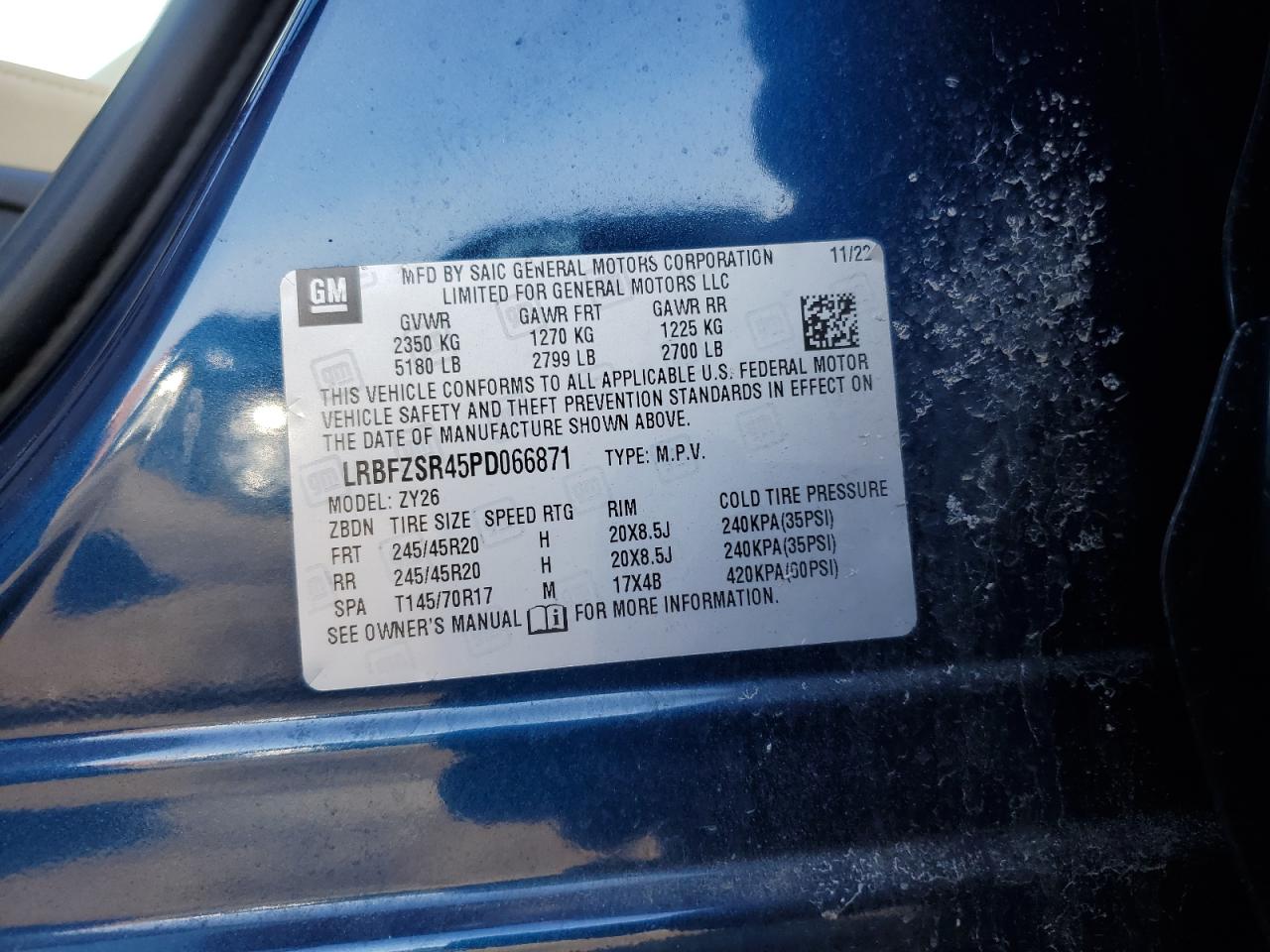 2023 BUICK ENVISION AVENIR VIN:LRBFZSR45PD066871