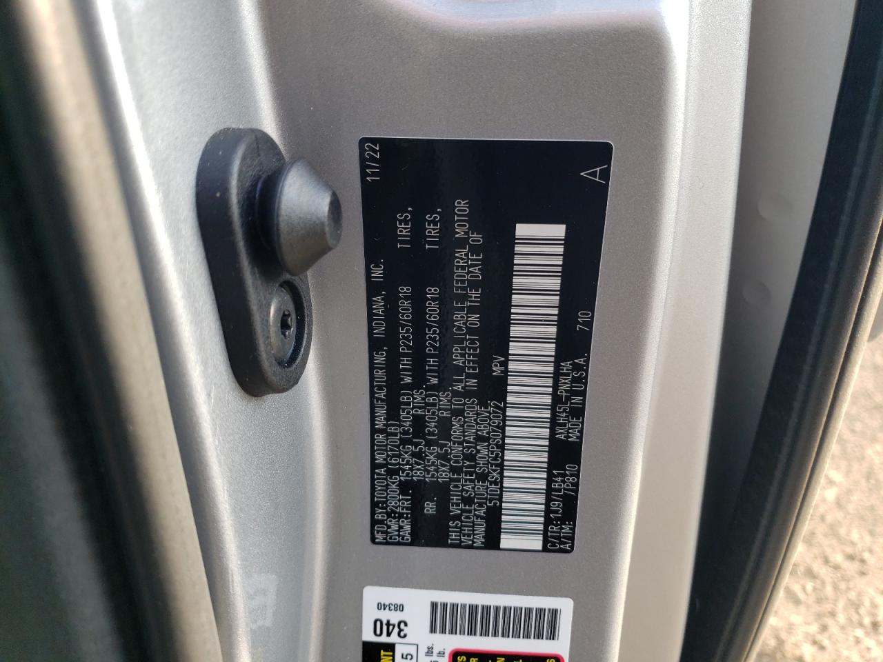 2023 TOYOTA SIENNA LIMITED VIN:5TDESKFC5PS079072