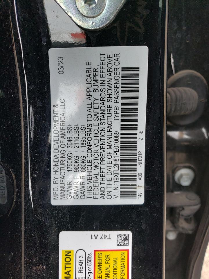 2023 HONDA CIVIC SPORT VIN:19XFL2H81PE010089