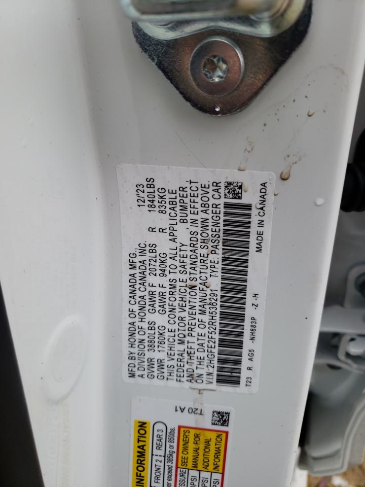 2024 HONDA CIVIC SPORT VIN:3N1CP5CU0KL497130