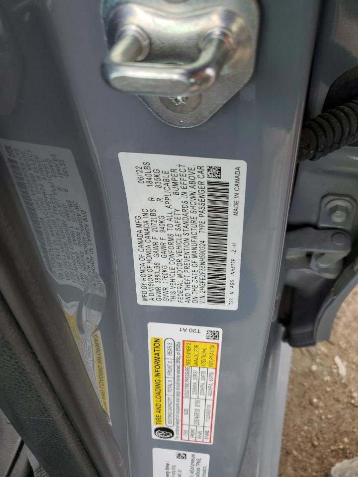 2022 HONDA CIVIC SPORT VIN:2HGFE2F55NH590324