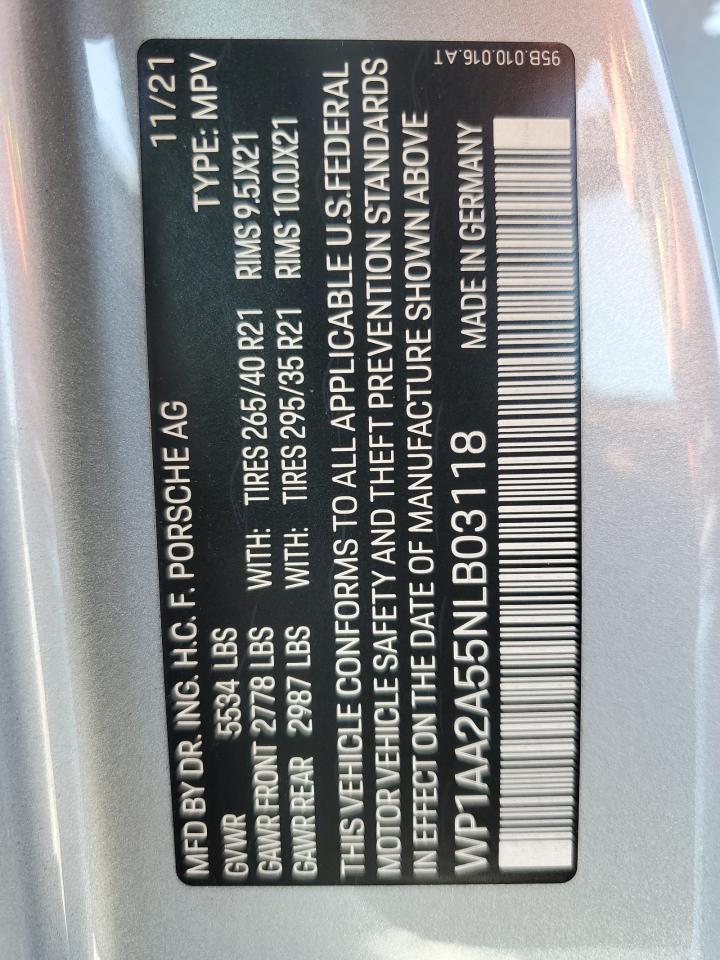 2022 PORSCHE MACAN VIN:WP1AA2A55NLB03118