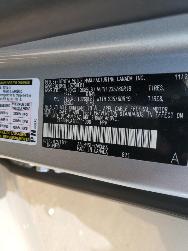 2023 LEXUS RX 350H BASE VIN:2T2BBMCA1PC001300