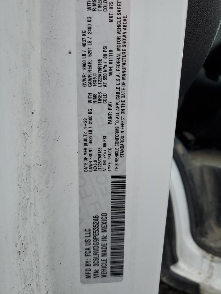 2023 RAM PROMASTER 2500 2500 HIGH VIN:3C6LRVDG9PE535246