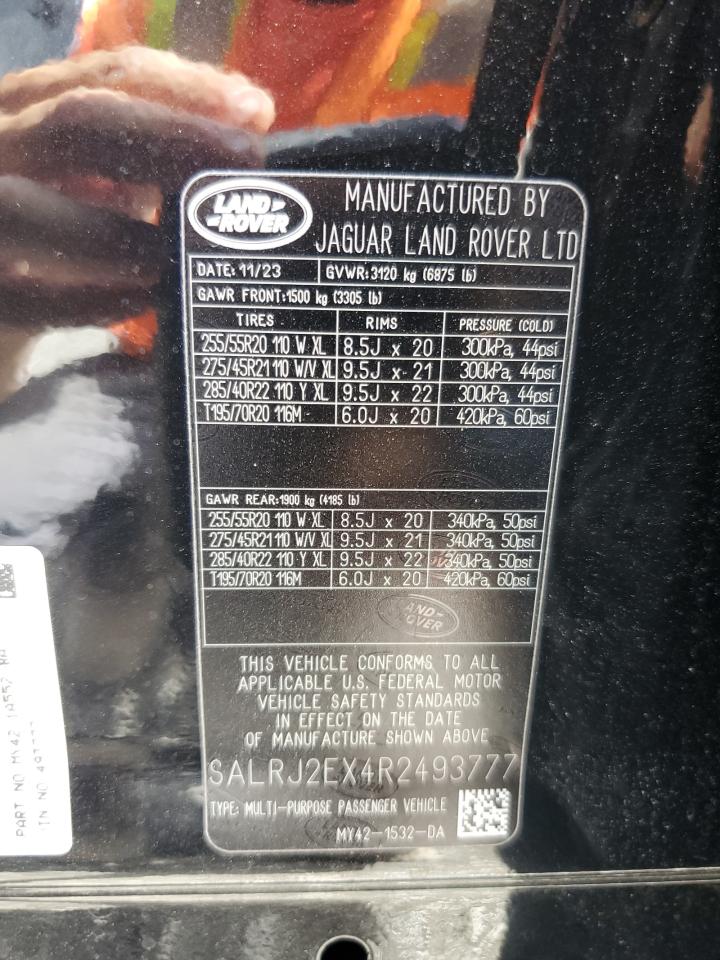 2024 LAND ROVER DISCOVERY S VIN:SALRJ2EX4R2493777