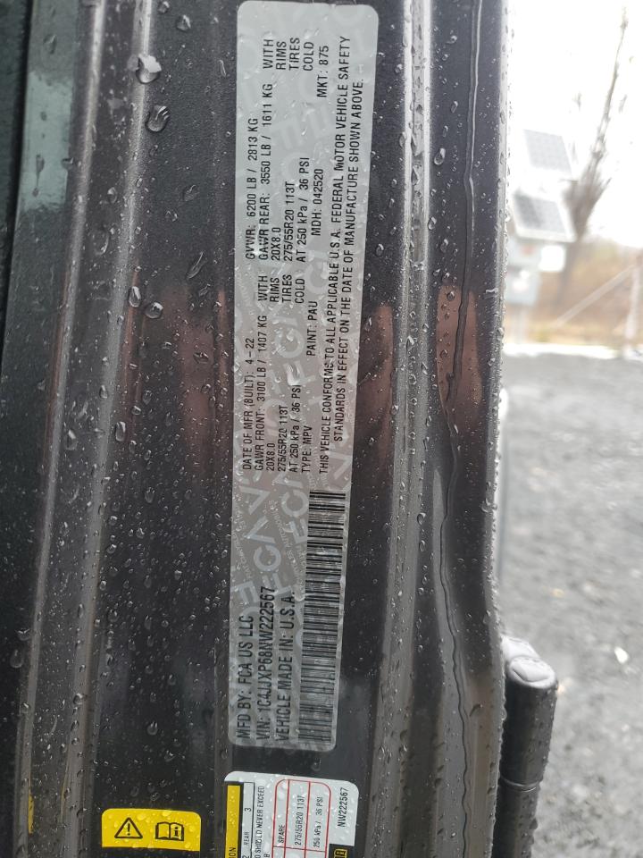 2022 JEEP WRANGLER UNLIMITED SAHARA 4XE VIN:1C4JJXP68NW222567