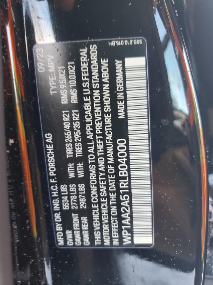 2024 PORSCHE MACAN BASE VIN:WP1AA2A51RLB04000