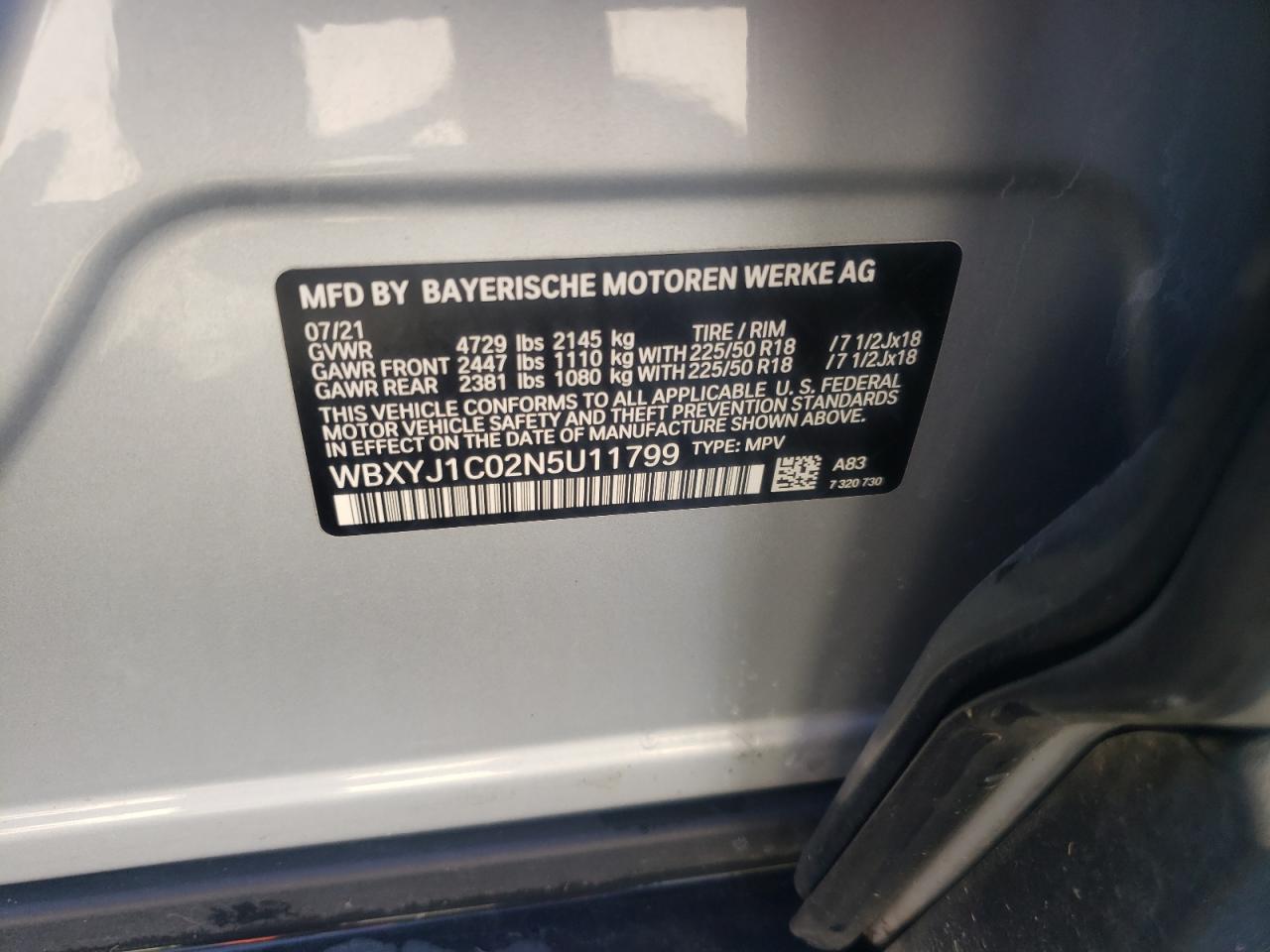 2022 BMW X2 XDRIVE28I VIN:WBXYJ1C02N5U11799