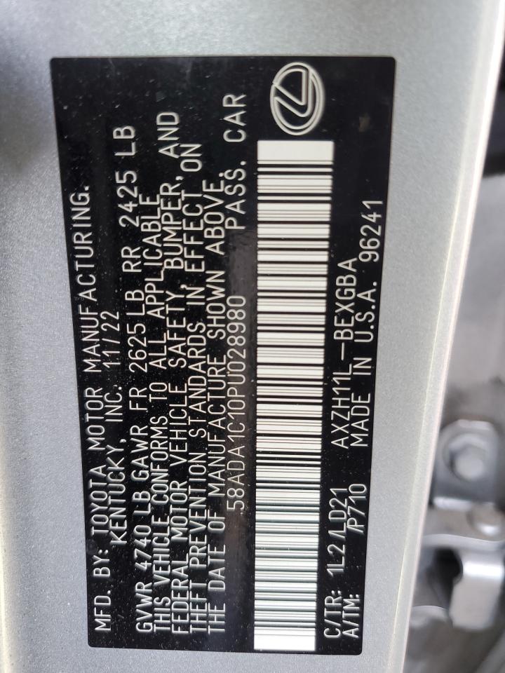 2023 LEXUS ES 300H BASE VIN:58ADA1C10PU028980