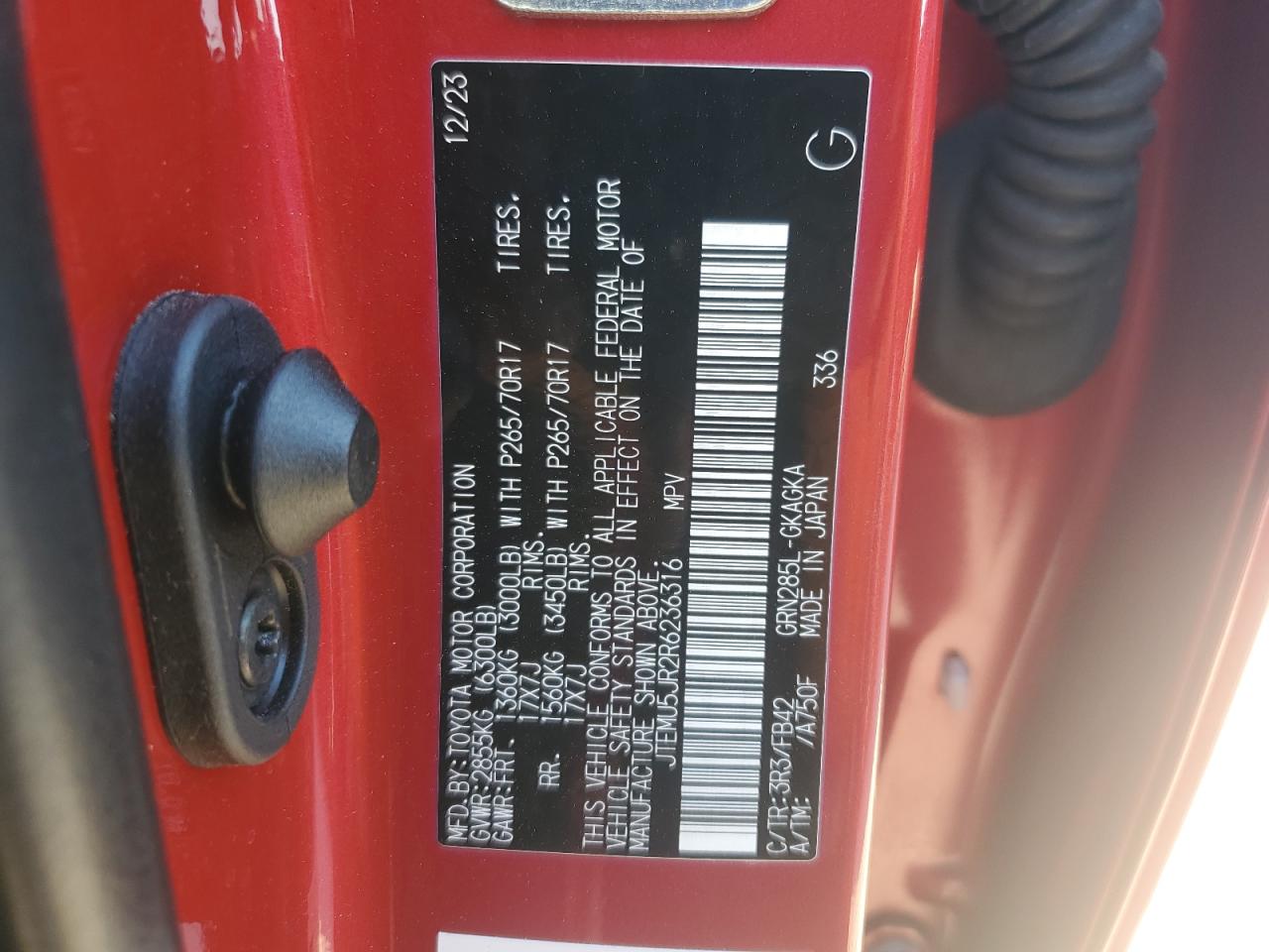2024 TOYOTA 4RUNNER SR5/SR5 PREMIUM VIN:JTEMU5JR2R6236316