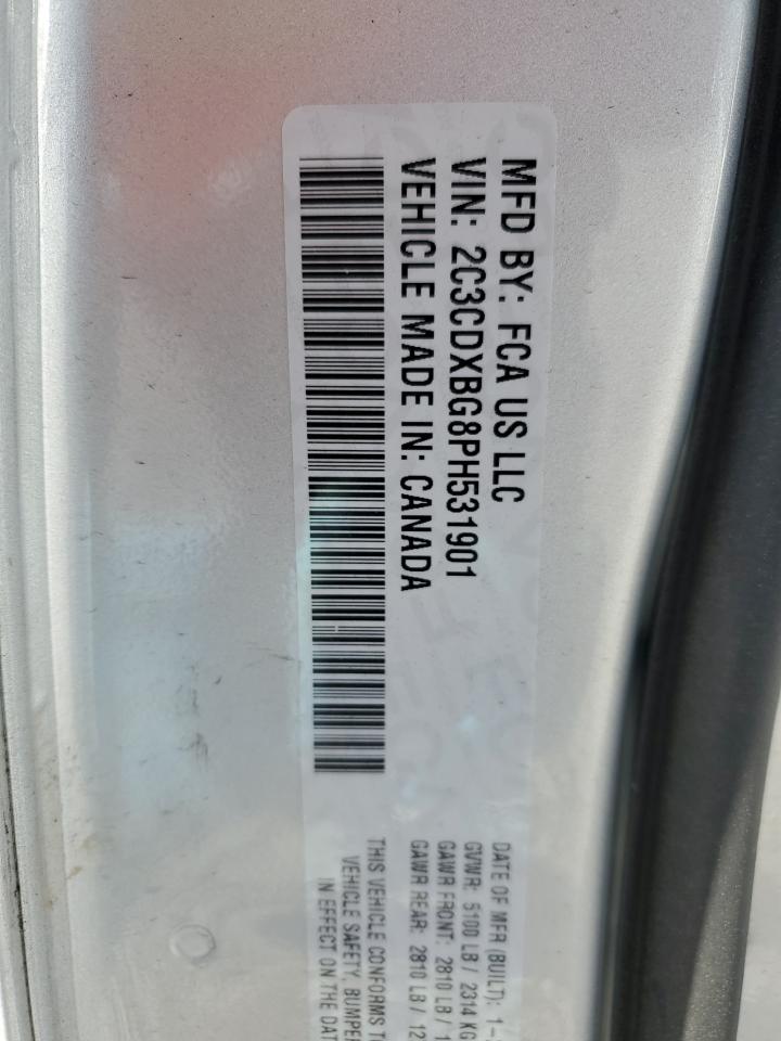 2023 DODGE CHARGER SXT VIN:2C3CDXBG8PH531901