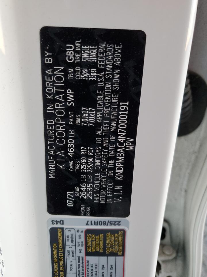 2022 KIA SPORTAGE LX VIN:KNDPM3AC4N7000191