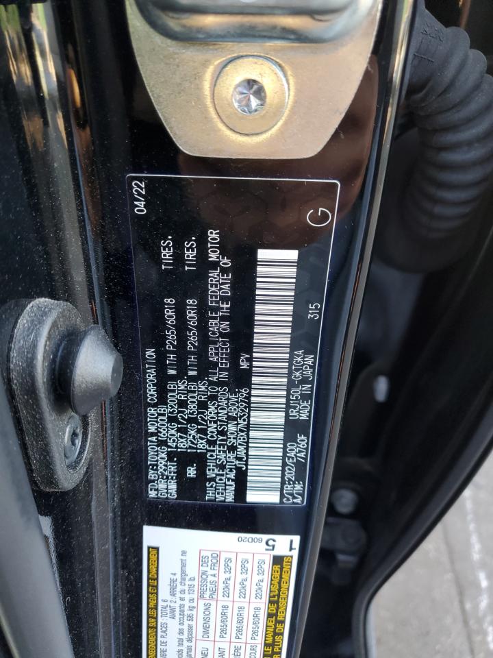 2022 LEXUS GX 460 VIN:JTJAM7BX7N5329796