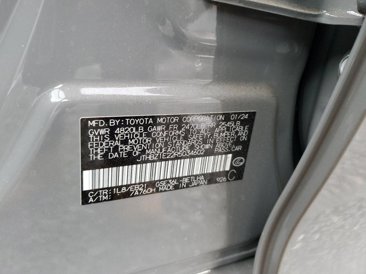 2024 LEXUS IS 350 F SPORT DESIGN VIN:JTHBZ1E22R5034602